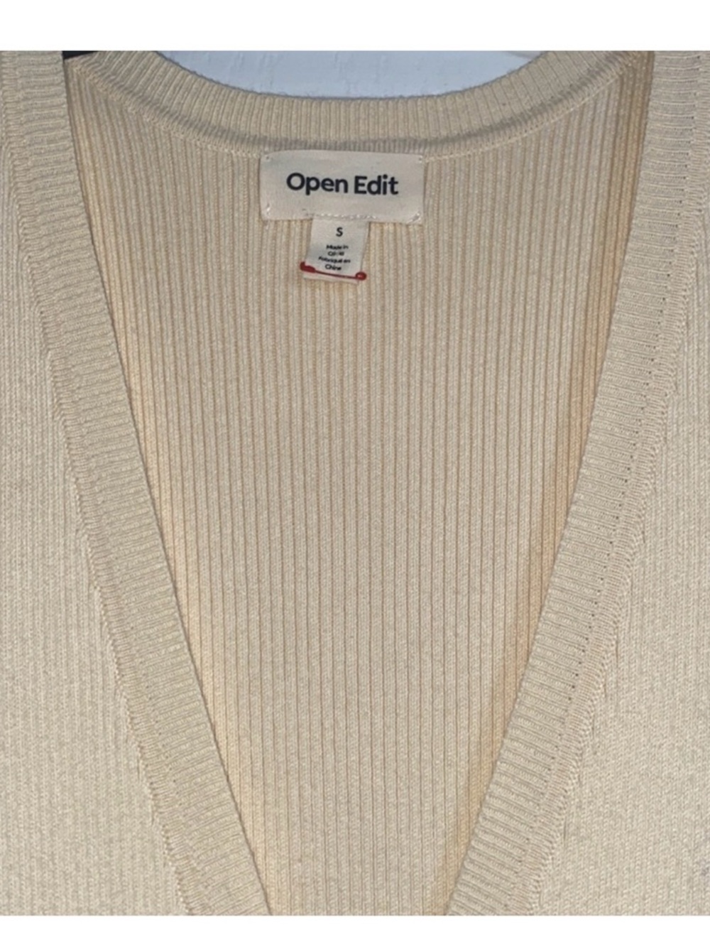 Open Edit Cream Ribbed Zip-Front Midi Dress - Picture 2 of 7